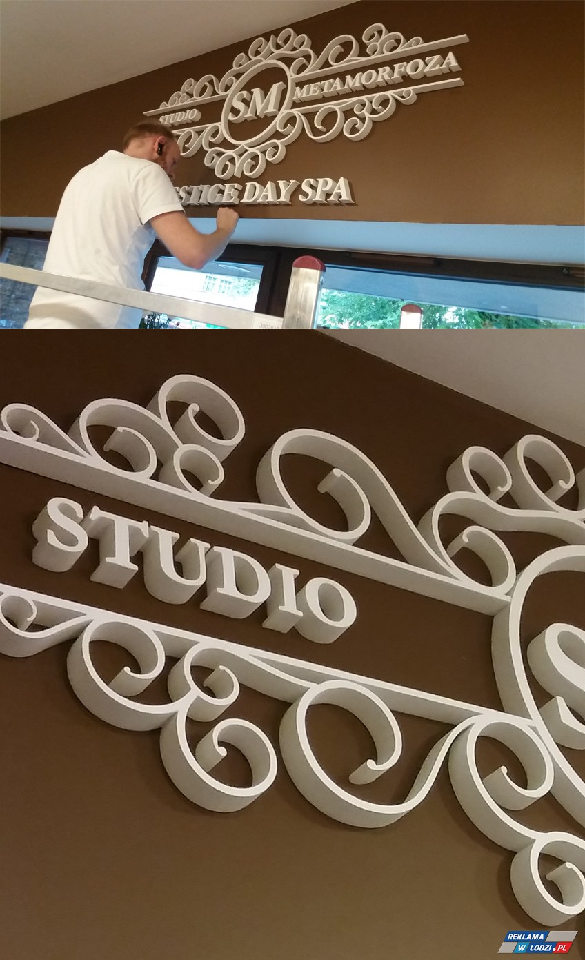 Litery przestrzenne wykonane i zamontowane przez nasza firmę w Studio Metamorfoza Prestige Day Spa.
